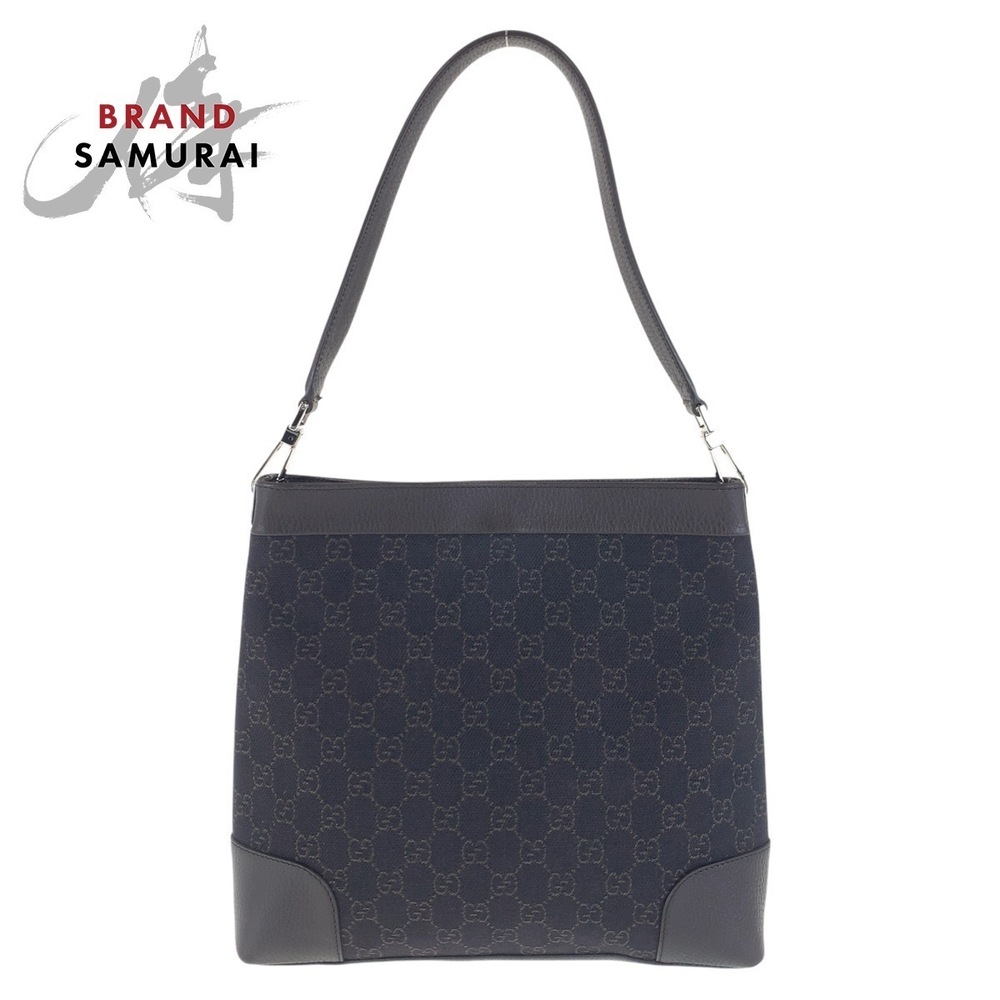 GUCCI dark brown shoulder bag GG canvas leather